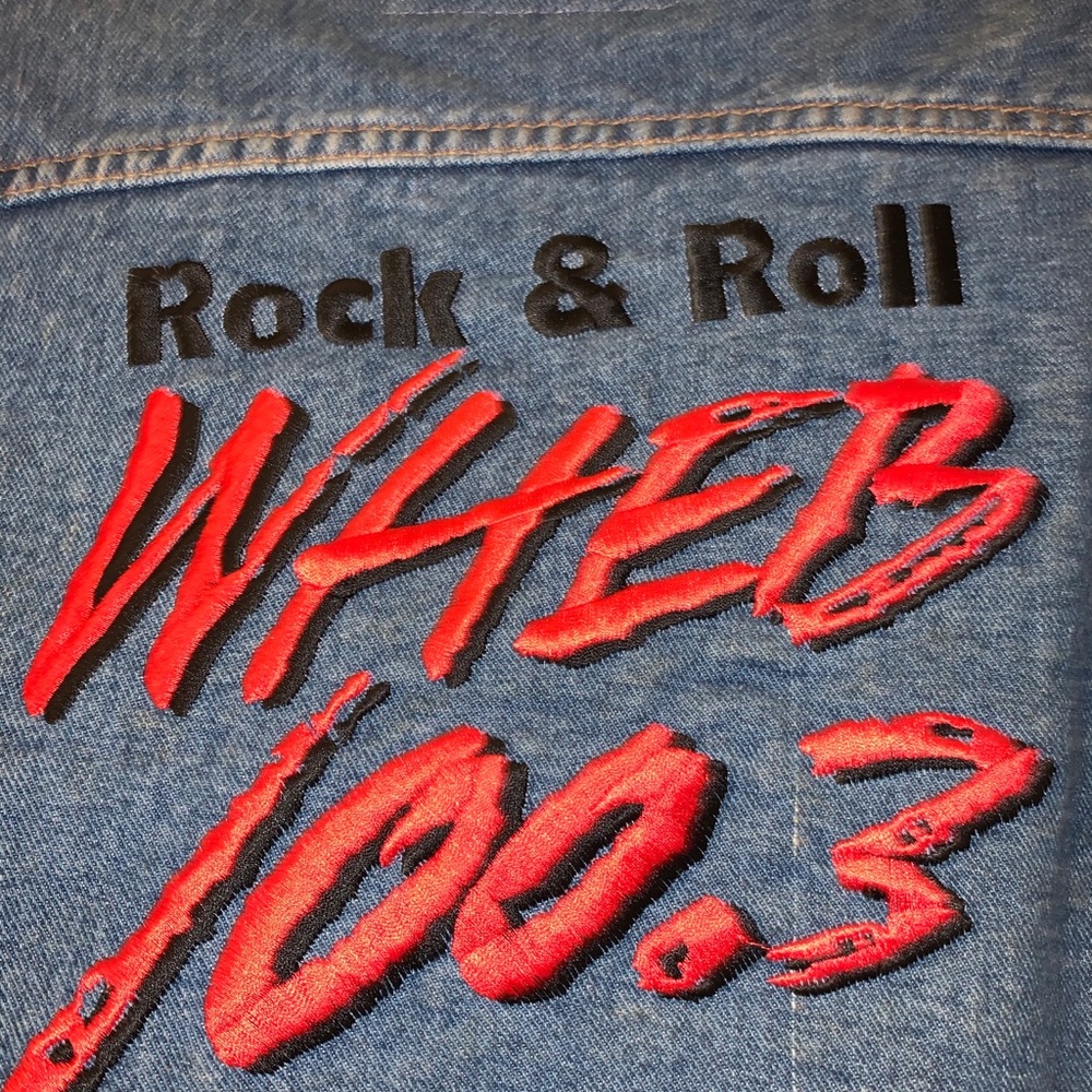 ❤️SOLD❤️Unisex Embroidered Denim Jacket ROCK & ROLL 1980s - Picture 10 of 12